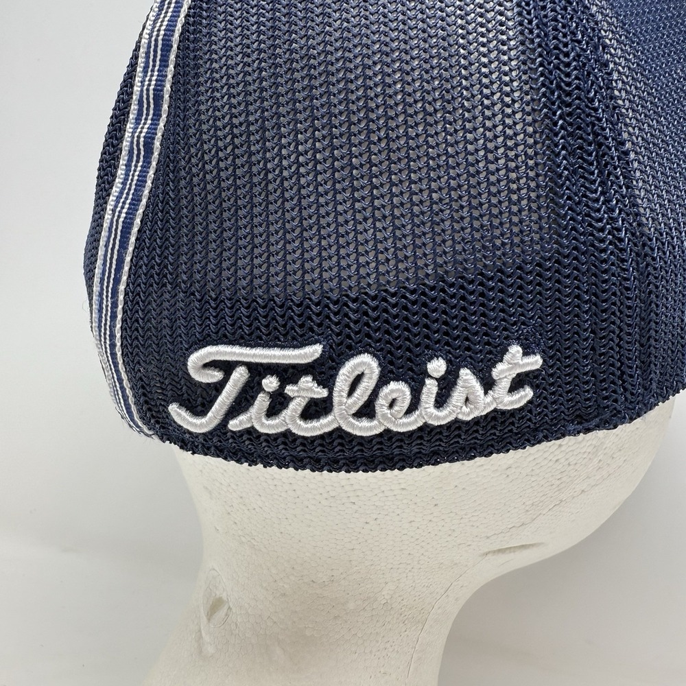 Titleist Small Offset Logo Red Sky Golf Tour Hat Mesh Flex Fitted Cap M/L Blue - Picture 6 of 13